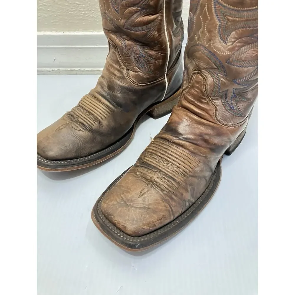 Justin Men’s 10.5 Bent Rail Caddo Square Toe Cowboy Tan Western Boots BR744